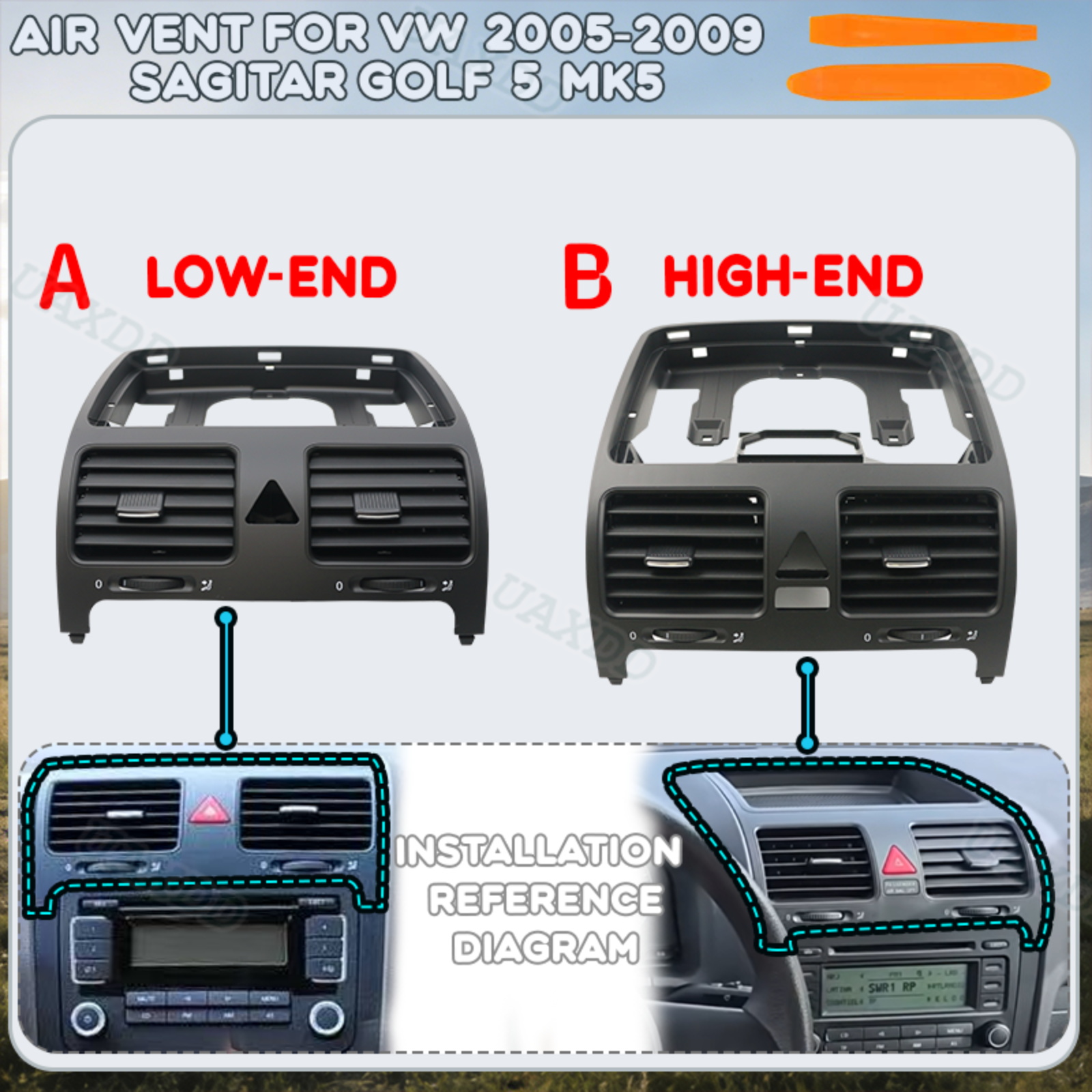 Golf Equipment Kit - VW 2005-2009 ゴルフ5 Mk5 サギター用エアコンアセンブリ 通気口