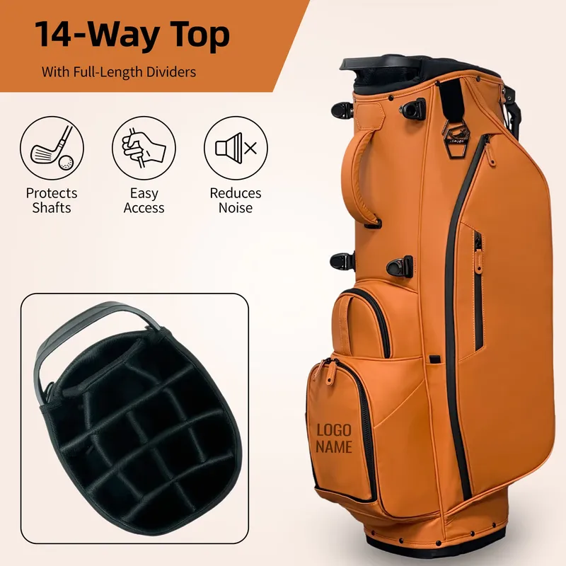 ASLゴルフスタンドバッグ 防水PUレザー 大容量 取り外し - Golf Equipment Logo のレビューと価格