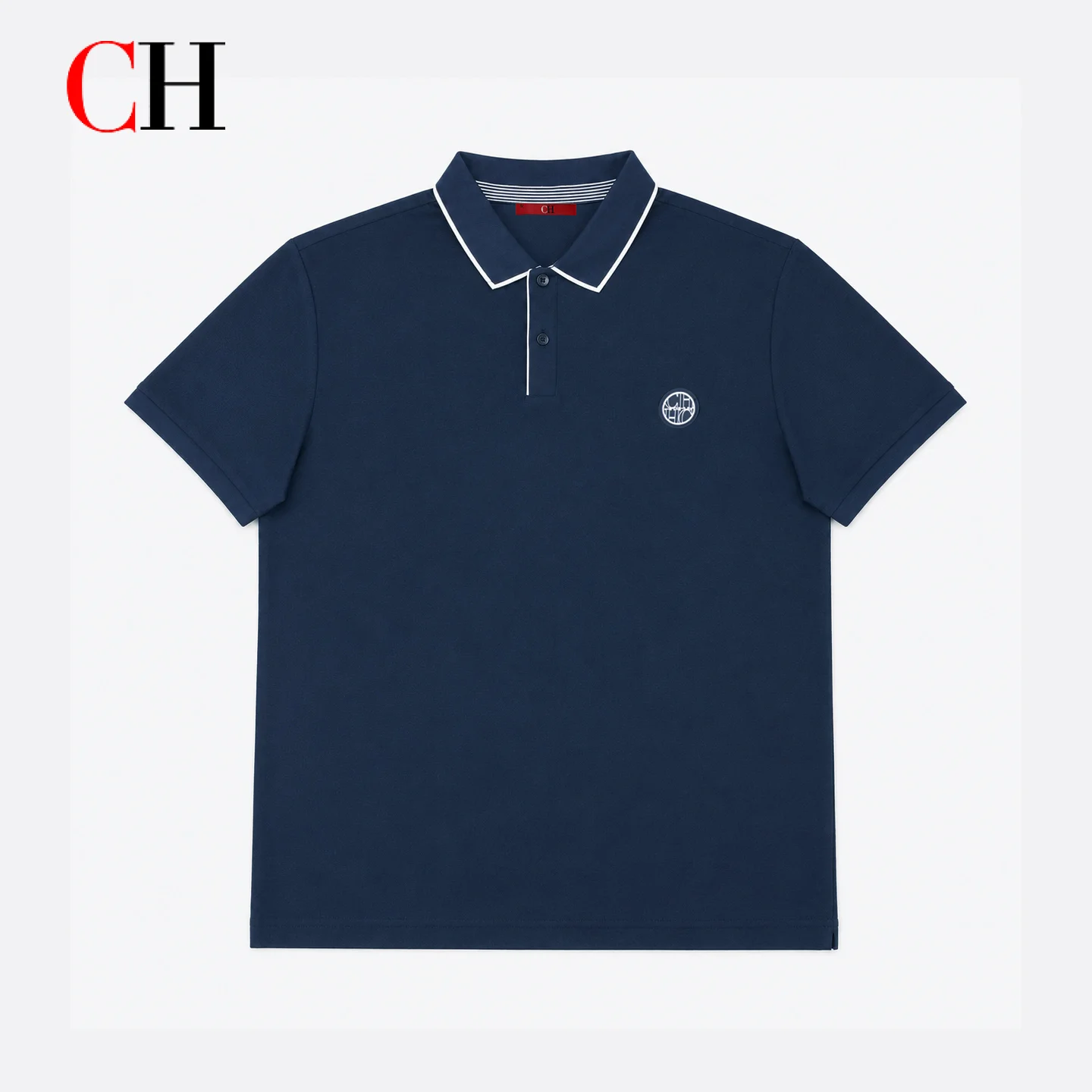 CHメンズシングルホワイトチップドカラーショートスリーブポロ - Golf Equipment Logo のレビューと価格