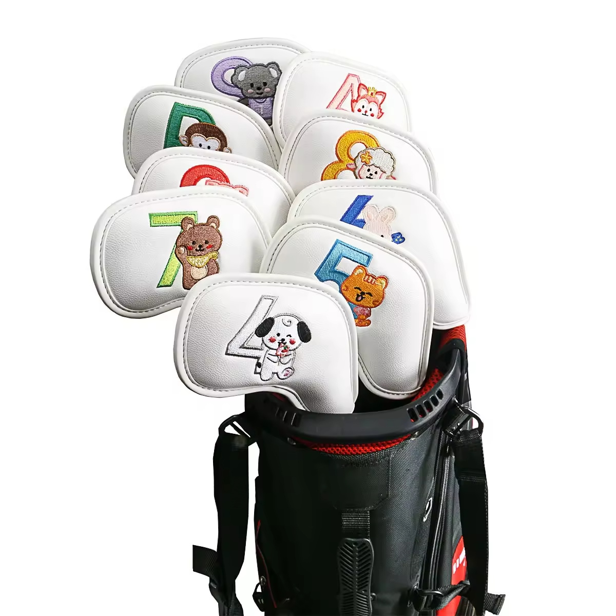9個入りのかわいい漫画風動物ゴルフアイアンヘッドカバー、PU - Golf Equipment Cabinet のレビューと価格